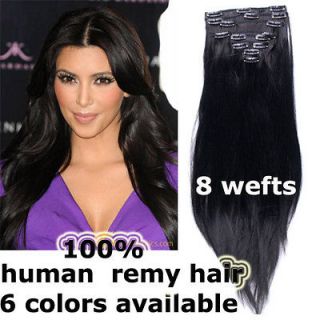   weft Full Head★16/18/20 inch Clip In on Human Remy Hair Extensions