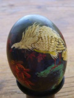 Alabaster Marble Decorative Easter Egg Bird Vulture Painted Flower