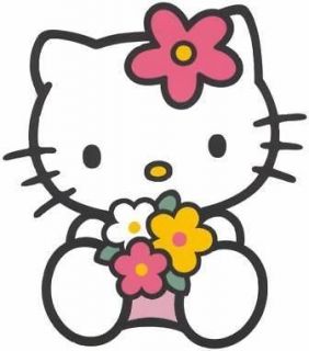 HELLO KITTY + FLOWERS  RICE PAPER CAKE TOPPER +PERSONALISED FREE 