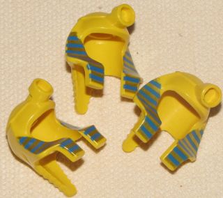 LEGO LOT OF 3 MUMMY EGYPTIAN HEADDRESS PIECES WITH STRIPED PIECES