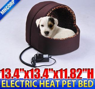Small Coffee 13.5 Dog Cat Pet Electric Heat Bed House Sleeping Warmer 