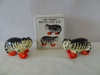 SIGMA KLIBAN CAT WITH RED BOOTS SALT AND PEPPER SHAKERS MIB #E378