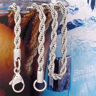 CABLE ROPE CHAIN 4 mm Stainless Steel Necklace 28 NEW