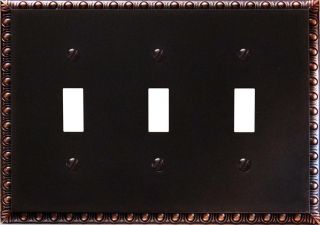   Bronze Triple Toggle Switch Wall Plate Plug Electric Outlet Cover