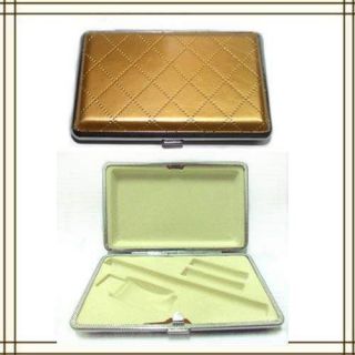 Electronic E Cigarette Box Case Gold Grid Pattern Metal Leather Free 