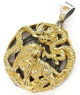   DRAGON TIGER STERLING 925 SILVER MENS PENDANT NEW JAPANESE JEWELRY