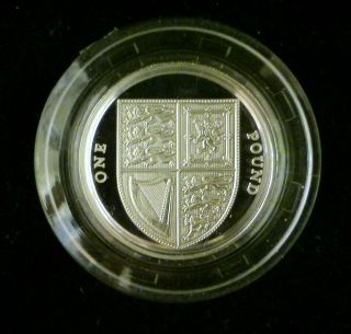 2008 ELIZABETH II BRITISH SHEILD OF ARMS SILVER ONE POUND COIN