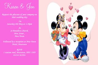   WEDDING INVITATIONS DISNEY MOUSE MICKEY MINNIE ENGAGEMENT PARTY
