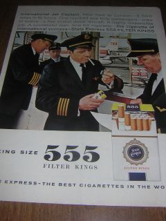 1957 555 FILTER KINGS STATE EXPRESS CIGARETTES JET CAPTAIN PRINT AD