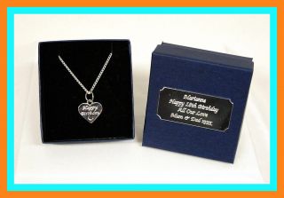 Personalised Gift Box + Heart Charm Necklace Mum/Mummy/Nan/​Happy 