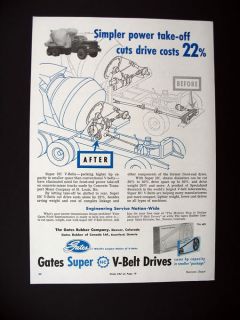 Gates Super HC V Belts Used In Concrete Mixer Trucks 1960 print Ad 