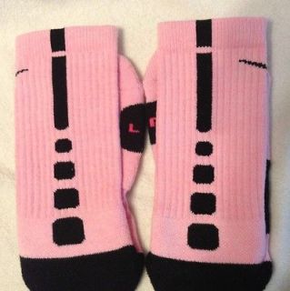 Custom Nike Elite Basketball Socks Pink with Black Stripes Mens Size 