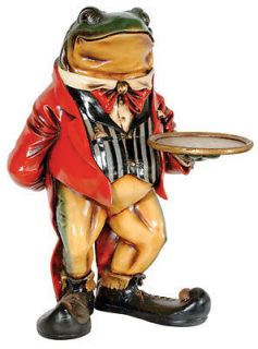Frog Butler Statue   Frog Waiter Butler Statue Holding Serving Tray 