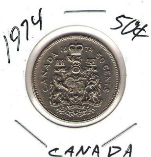   Canada Elizabeth II with Canadian Crest Circulated Fifty Cent Coin