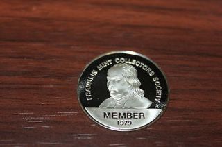 FRANKLIN MINT COLLECTORS SOCIETY MEMBER 1979 STERLING SILVER .925 