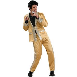 Adult Elvis Presley Gold Satin Suit Costume Halloween