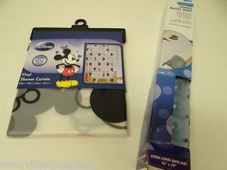   Extra Long Vinyl Bath Mat and Disney Micker Mouse Kids Shower curtain