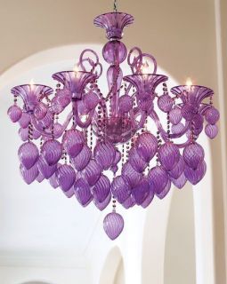 Retro Glamour Purple Glass Chandelier Horchow 8 Light Violet Murano 