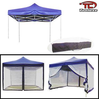 Tooluxe 10 x 10 Foldable Blue Canopy Gazebo Tent with Mosquito Net