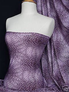 Purple Peacock Feather Print Stretch Fabric   Sequins