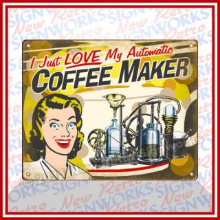Silly Coffee Maker SIGN Retro Vintage Antique Super Auto Fully Fast 