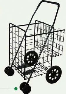 Folding Cart Double Basket front swivel wheels For Laundry or Grocery 