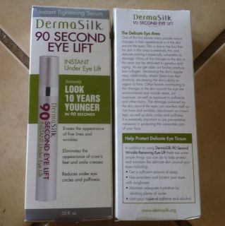 New in Box Dermasilk 90 Second Eye Lift instant tightening serum under
