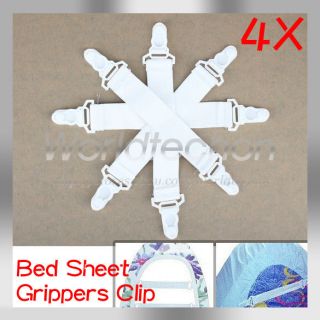 Bed Sheet Fasteners Elastic Grippers Clip Holder 4 Pcs