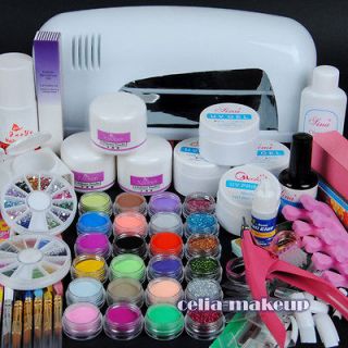 9W UV white dryer lamp 24 color Acrylic Powder Nail Art Kit gel 