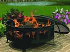 Round Bravo Fire Pit with Screen and Protective Cover Black Finish 30 