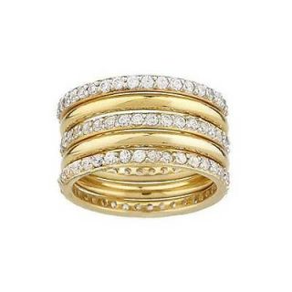 QVC Diamonique18K Gold Clad Silver 5 Piece Wide Band Ring 7