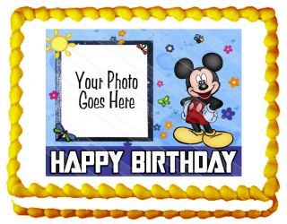  Image Birthday (ADD A PHOTO) 1/4 Sheet Cake Topper Mickey Mouse S70