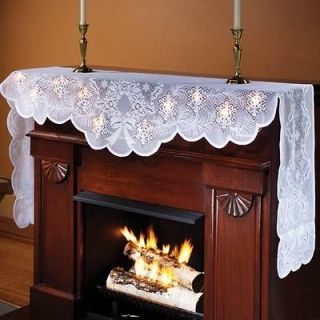 LIGHTED LACE MANTEL / FIREPLACE SCARF christmas villages ~NEW~ **FREE 
