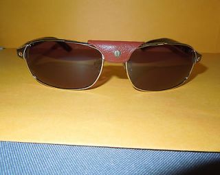Authentic Cartier Santos Dumont Aviator Sunglasses Brown Leather Piece 