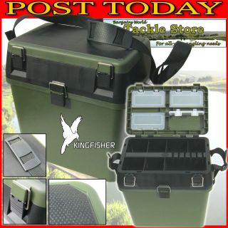 FISHING TACKLE SEAT BOX INCLUDES PADDED STRAP & SEAT PAD VERY STRONG 