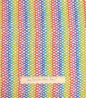 Rainbow Fish Net Reptile Scales Pride Fabric Timeless Treasures Cotton 