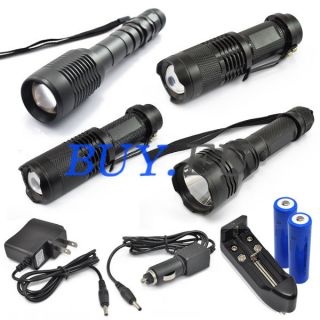   LED Adjustable Focus Zoom Flashlight Lamp Torch 18650 Battery Charger