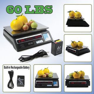 Digital Computing Food Produce Price Meat Scale 60 LB Rechargeable 