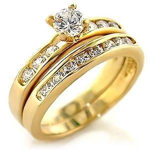 18kt Gold gp Wedding Set Ladies Ring Size 5 10 W293 