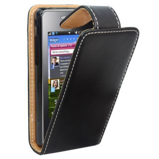Black Exec Flip Leather Case For For Samsung Tocco Icon S5260 + Screen 