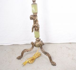   English Brass Marble Figural Cherub Angel Floor Lamp ART DECO NOUVEAU