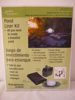   10 Pond Liner Kit Pump, Solar Floating Lily, & Nozzle Kit