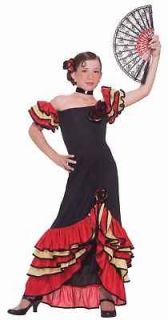 girls spanish flamenco dancer costume salsa large 12 14 red yellow 