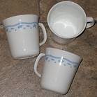   Ware Morning Blue Coffee Mugs White Cups Flowers Lot Set Corelle