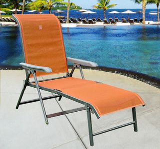   foldable lounge beach chair patio garden folding recliner orange