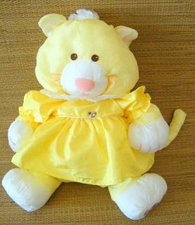 Vintage Puffalump Yellow Kitty Cat in a Dress Plush Fisher Price FP 