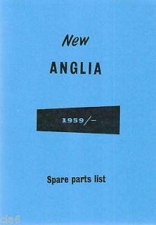 Ford Anglia Spare Parts List Book 1959 onwards 105E 106E 123E 124E 