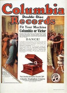 FP 1914 COLUMBIA RECORDS MUSIC PHONOGRAPH DANCE PLAYER AD