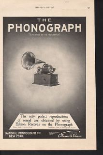 FP 1900 NATIONAL PHONOGRAPH THOMAS EDISON MUSIC RECORD AD