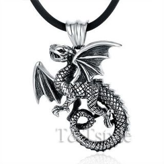   Quality T&T 316L Stainless Steel Fly Dragon Pendant Necklace (NP121